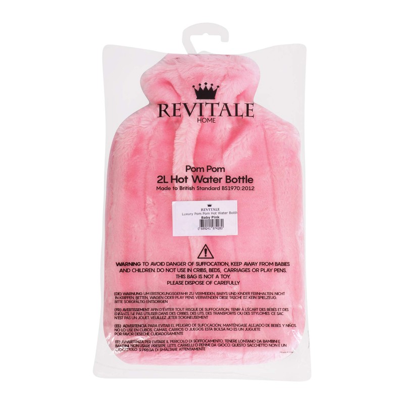 Revitale Luxury Cosy Faux Fur Pom Pom Hot Water Bottle