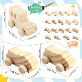 Haconba 20 Pack Wooden DIY Craft Cars Unfinished Paintable Wood Car Toys for Kids DIY Handicraft Projects School Home Craft Activities, 20 Styles
