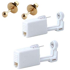 4 Pack Ear Piercing Gun Disposable Self Mixed Colours Ear Piercing Gun Kit Safety No Pain Ear Piercing Gun Kit with Stud (Gold)