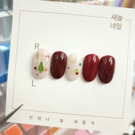 [Christmas Nail] Red Magnet Tree Nail - Oil / [크리스마스네일] 레드자석 트리네일 - 오일