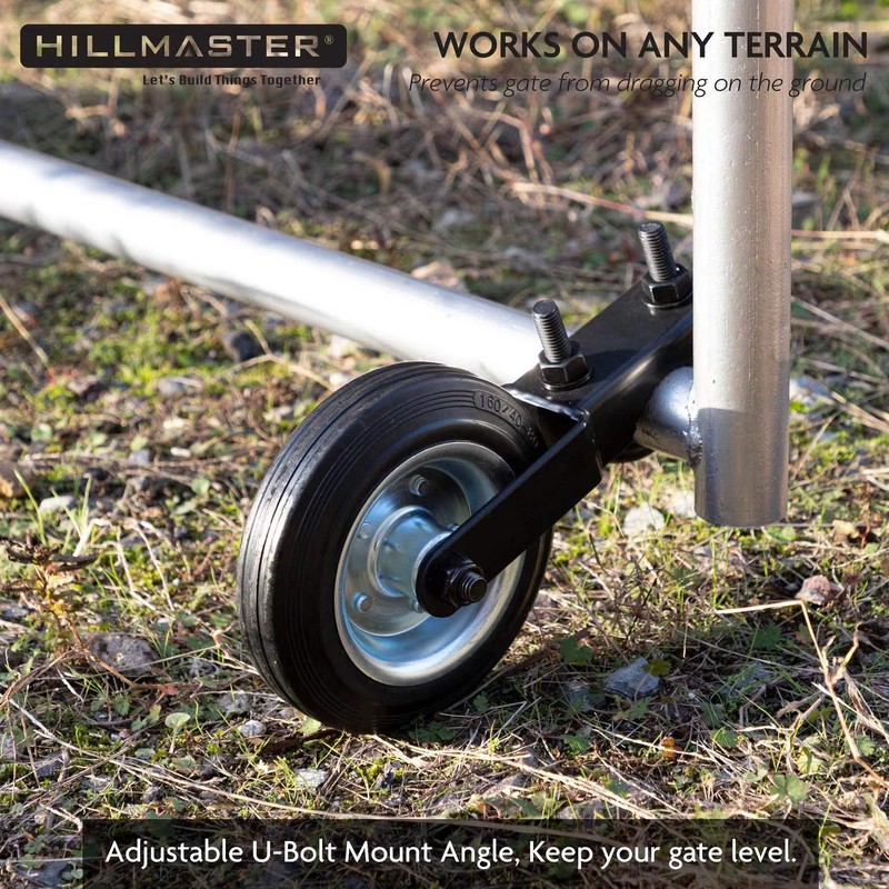 HILLMASTER 6 Inch Gate Wheel Gate Caster Kit with 1-5/8"