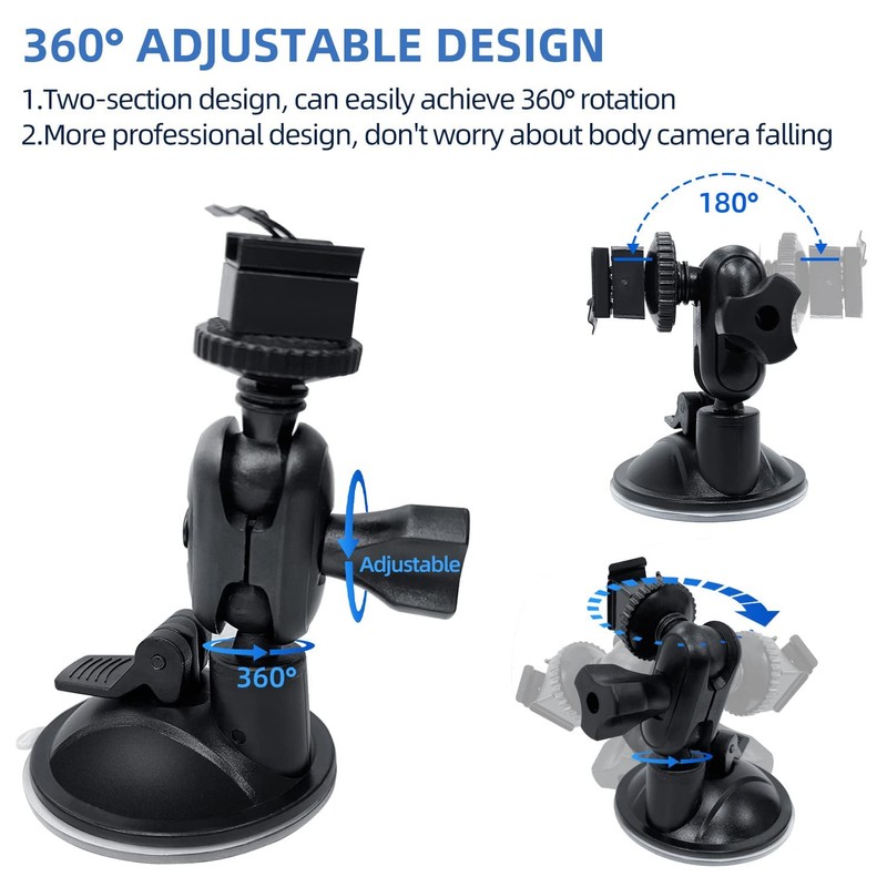 CAMMHD Body Camera Car Suction Cup Holder, Dash Cam Holder