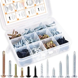 MYTOW Self Drilling & Self Tapping Screws Assortment Kit Set (250Pcs) Screws Available for Multi-use for Wood Screws, Sheet Metal Screws, and Drywall Screws,Screw Organizer and Storage