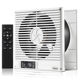 8" Room to Room Fan with Remote, 320CFM Through Wall Air Transfer Fan with Temperature Control, Reversible Airflow Design, 10 Speeds, Quiet Balance Exhaust Vent for Bedroom, Laundry,Kitchen