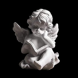 RealIdeas Reading Book Angel Statue with Cherub Wings - Guardian Angel Figurine for Home, Garden or Memorial