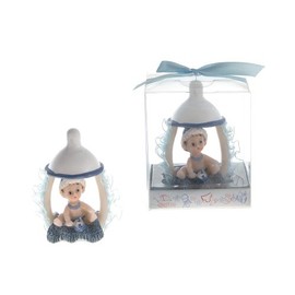 Lunaura Baby Keepsake - Set of 12"Boy" Baby Sitting Under a Pacifier Favors - Blue