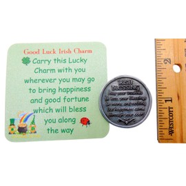 Lucky Irish Charm Metal Good Luck Set with Metal Celtic Cross Token and Card
