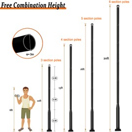 YarPoole Street Light Pole 20 Ft Tall - Outdoor Adjustable Heavy Duty Metal Street Lamp Post for Outside Solar Street Lights with Mounting Rebar Cage Base for Backyard,Parking Lot,Walkway