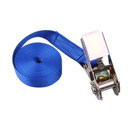 Securing Straps, POWERTOOL Tensioning Belt Heavy Duty Ratchet Tie Down Cargo Straps, Lashing Capacity 800kg Break Strength for Lawn Equipment, Motorcycle (1Pcs - Blue - 25mm x 2m)
