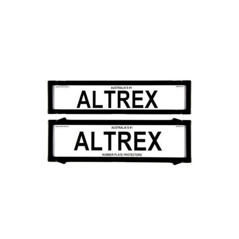 Altrex Number Plate Protectors Premium Black No Line Silver Border