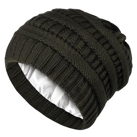 Locsanity Handmade Satin Lined Winter Knit Beanie (Black)