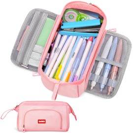 GetWill Pencil Case Large Pencil Pouch for Girls, Aesthetic Pencil Box Pencil Bag Organizer for School Student Office Supplies, Back to School Supplies Gifts (Pink Color)