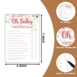 Baby Shower Game Set - Oh Baby True Or False Gender Reveal Party Decor - Floral Greenery Baby Shower Games & Activities - Blush Pink Game Pack For Boys and Girls - 30 Game Cards 1 Answer Card(C01)