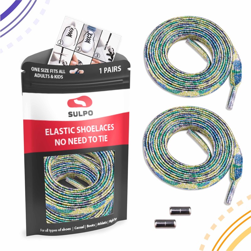SULPO Elastic rubber laces without ties, flat, with screw closure,