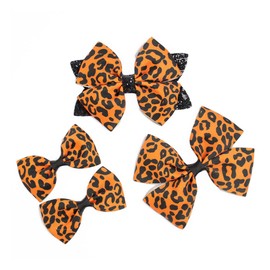 Cheetah Bow Hair Clips Leopard Hair Bow Clips Cheetah Hairclips Leopard Bowknot Pin BBW01 (4 Pcs-Set A)