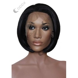 CiCiCa - “Addy”, Lace Front Wigs, Straight Short Wig, Bob Wig with Baby Hair, Natural Black Wig, Swiss Lace, Premium Synthetic Heat Resistant Hair Replacement Wigs for Women Daily Use.