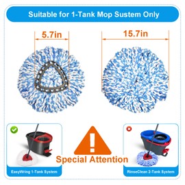 Mop Replace Head, 3 Pack Spin Mop Replacement Head Easywring 1-Tank System, Easy Cleaning, Microfiber, Machine Washable