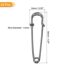 MECCANIXITY Grandes Imperdibles de Seguridad de 50 mm / 2" Clips de Metal Gigantes para Coser para Ropa de Mujer Vestidos Pantalones Faldas Cintura Negro 24 Unidades