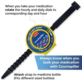 Countapiller - Dosage Time Tracker - Medication Intake Management - Medication Organizer Reminder - AM/PM - Dosage Reminder in Daily and Hourly - Pill Tracker - Made in Texas (Yellow)