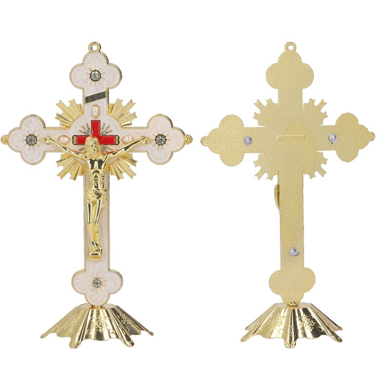 Metal Enamel Crosses Enamel Coating Anti Rust Gold White Crosses
