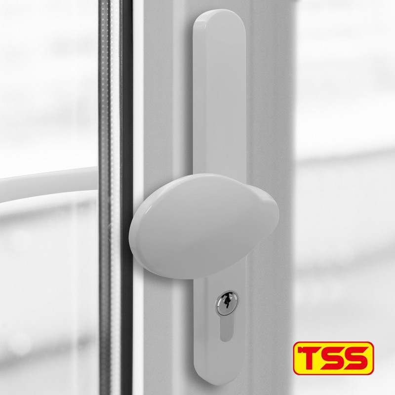 TSS White UPVC Door Handle Pair Set with Lever and