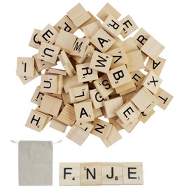 JRSHIRLEYLTD 100 Pieces Wooden Letters Wooden Alphabet Tiles Mini Letters with Storage Bag for Arts Crafts DIY Kids Gift
