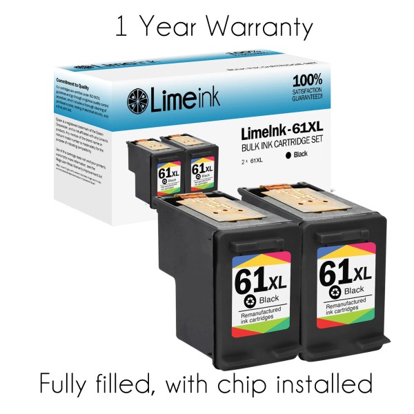 Limeink 2 pk 61XL Black Ink cartridge for HP ENVY