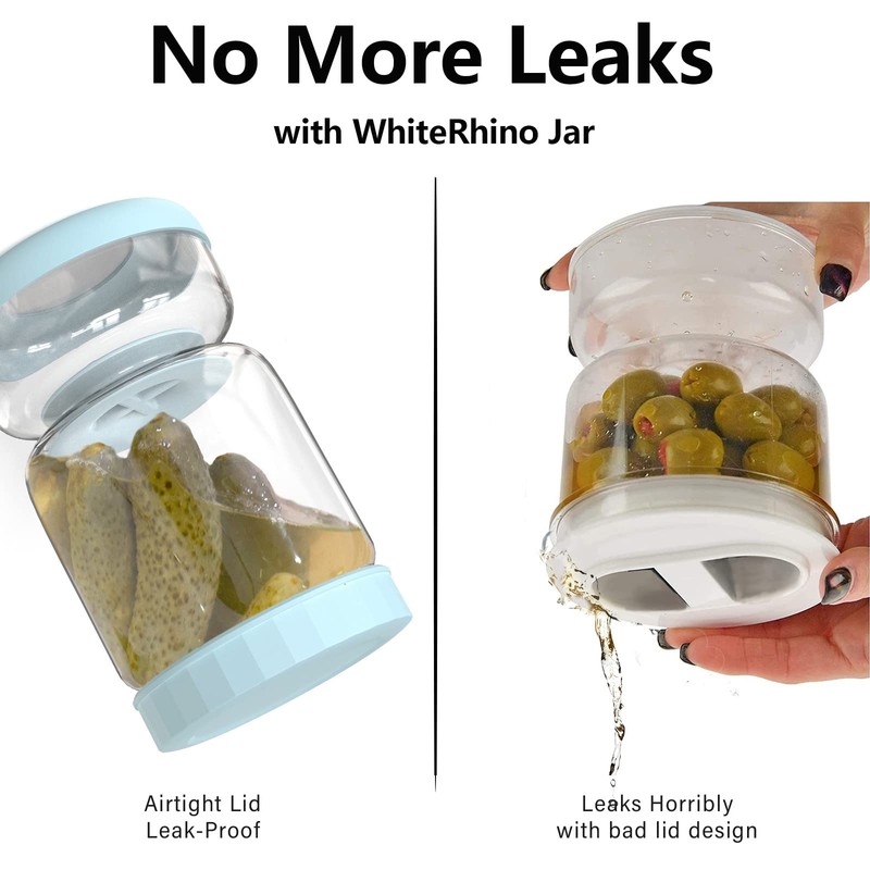 WhiteRhino Glass Pickle Jar with Strainer Flip,34oz Pickle Container,Hourglass Pickle