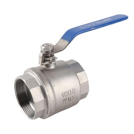 2 Inch Ball Valve, 304 SS Full Port Two-Piece Design with Female DN50 1000 WOG Heavy-Duty Blue Handle for Water Oil Gas Industrial Plumbing Systems