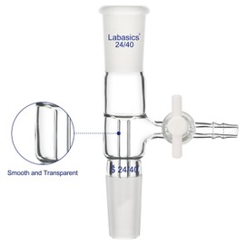Labasics Glass Adapter, Vacuum Borosilicate Vertical Glass Adapter Removal, Vacuum Take-Off Adapter with PTFE Stopcock, Standard 24/40 Connection