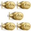 Probrico Brushed Brass Bed/Bath Knobs Keyless Privacy Interior Doors Locksets,