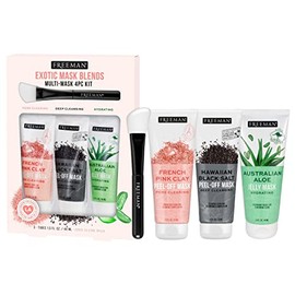 Freeman Face Mask Exotic Blends Variety Pack, Pore Cleansing Clay and Charcoal Peel Off, Hydrating Aloe Jelly, Skincare Beauty Masks, 3 Piece Set     