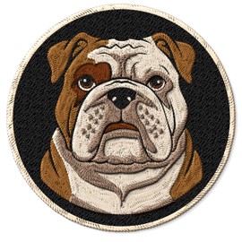 English Bulldog Patch for Clothes – Embroidered Iron on Patch for Backpack Jacket - Fabric Patches for Clothes Souvenirs & Gifts for Animal Lovers ID45095