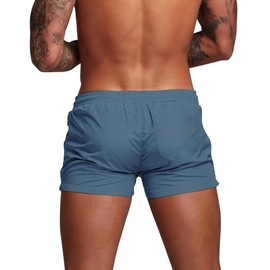 Donason Men's Quick-Drying Swimming Shorts for Men, Sports Shorts, Running Shorts, Men's Sports Shorts, Swimming Shorts with Mesh Lining and Zip Pockets, blue / grey