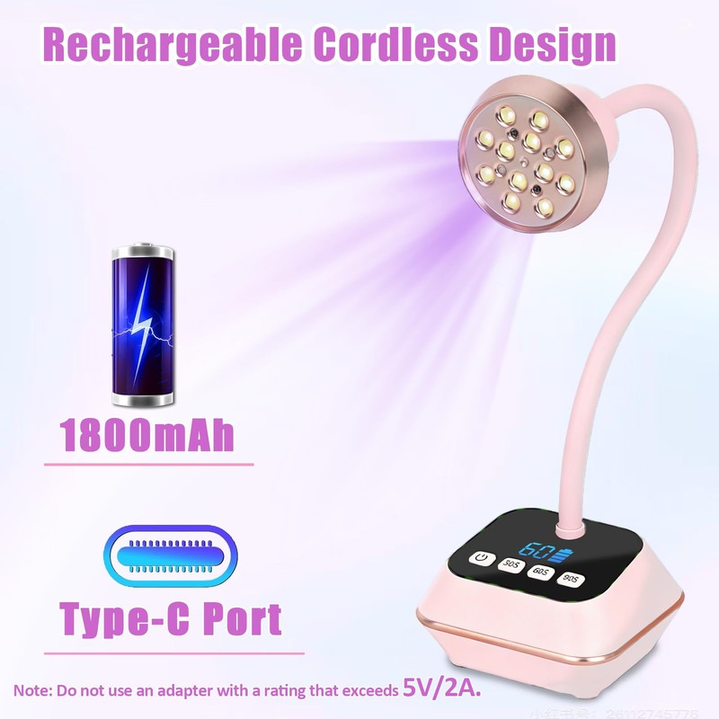 Asimebesty UV Lamp for Gel Nails, Mini UV Lamp Gooseneck