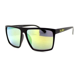 PASTL KUSH Sunglasses Matte Black Square Frame Yellow Mirror Lens Unisex Yellow