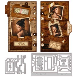 GLOBLELAND Plan Folder Pages Cutting Dies for DIY Scrapbooking Stitched Pocket Tag Metal Craft Tags Journals Planners Die Cuts Embossing Stencils Template for Paper Card Making Decoration Album
