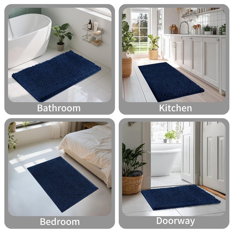 LUSCHEER 2 Piece Bath Mat Set, Luxury Chenille Ultra Soft