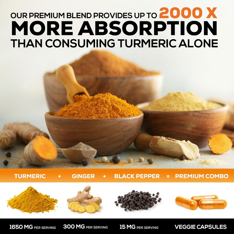 Turmeric Curcumin Supplement 1950mg with Organic Turmeric & Ginger, 95%
