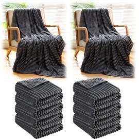 Buryeah 10 Pieces 50 x 60 Inches Fleece Throw Blanket Soft Blanket Cute Warm Plush Flannel Fluffy Blankets for Sofa Couch Bed Seasons Employee Appreciation Gifts Bulk(Gray)