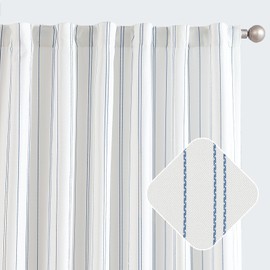 jinchan Blue and White Striped Curtains 96 Inches Long for Living Room Bedroom Blue on White Curtains Pinstripe Curtains Privacy Light Filtering Rod Pocket Modern Window Curtains Set 2 Panels