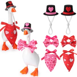 Sadnyy 6 Pcs Valentine's Day Mini Desk Goose Outfits 7 Inch Magnetic Silly Goose Statue Keyholder Red Pink Heart Romantic Clothes Costume for Magnetic Duck Statue Table Desk Key Holder Decor