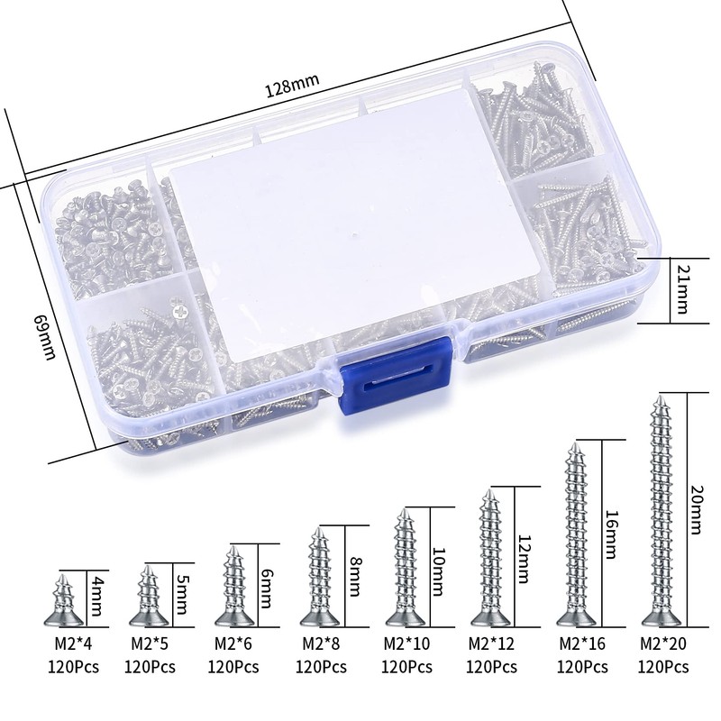 M2 Self Tapping Wood Screws, Cross Head Screws, Pan Head