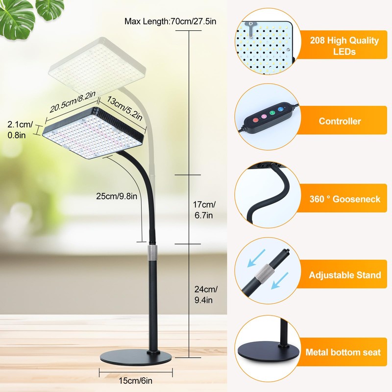 FECiDA Grow Lights for Indoor Plants Full Spectrum, Desk Grow