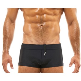 FEOYA Mens Drawstring Swim Trunks Training Swimming Boxer Briefs Beach Board Swimwear Fashion Surfing Bathing Suit Side Mesh Panties for Removable Pad