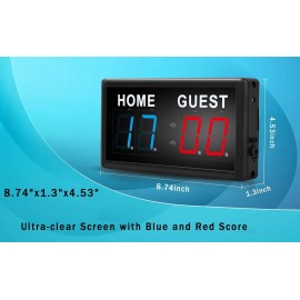 BTBSIGN Score Keeper Portable Led Digital Electronic Scoreboard 1.8inch, Red/blue
