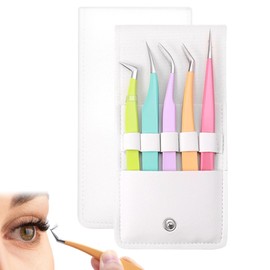 5PCS Tweezers Precision Stainless Steel Tip for Precise Operation Tweezers for Facial Hair Women Diverse Functions Compact and Lightweight Eyelash Tweezer Suitable for Professionals and Beginners