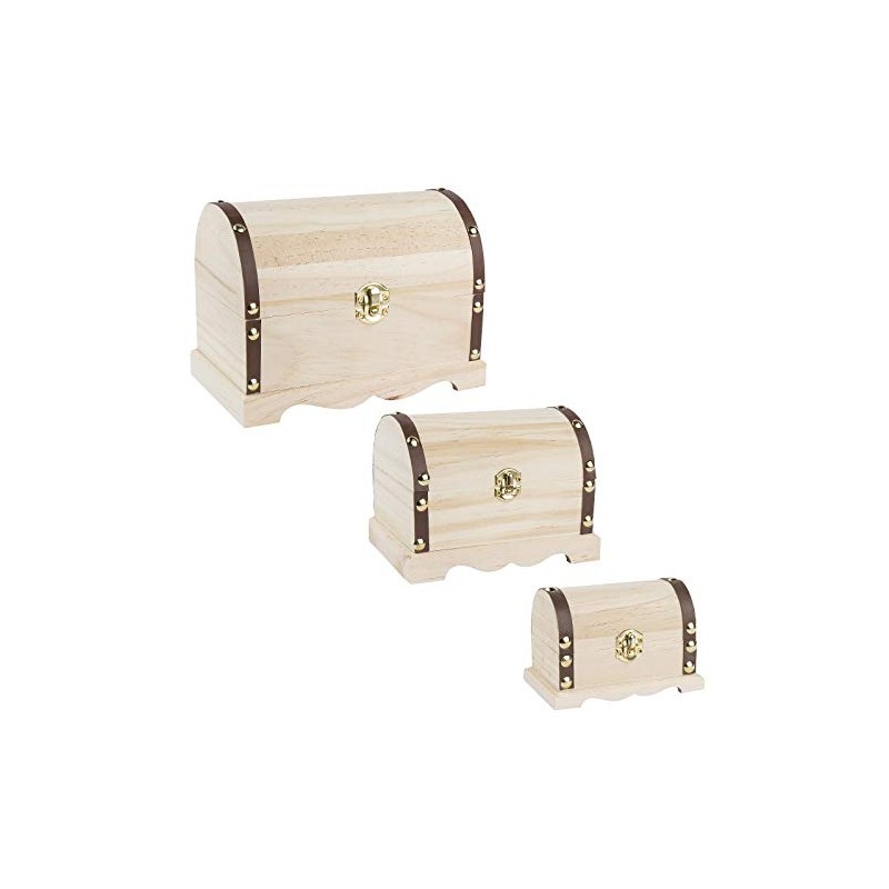 Ideen mit Herz Wooden Treasure Chests with Metal Clasp, Various