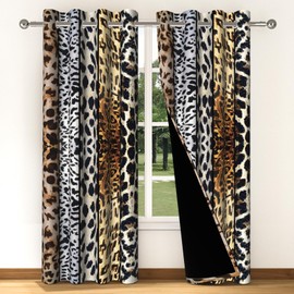 Pnylzzyxh Wild Animals Print Blackout Curtains 63 Inches Length 2 Panels Leopard Window Drapes for Bedroom Cheetah Print Living Room Window Curtains Grommet Room Darkening Thermal Insulated 42x63