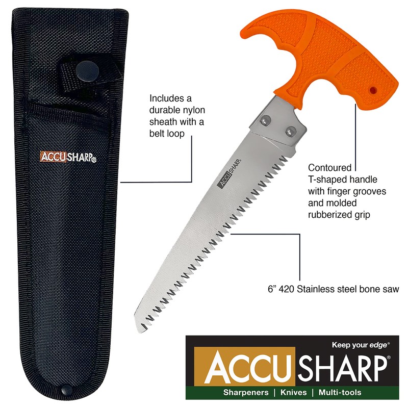 AccuSharp Bone Saw, Heavy Duty Pack Saw for Hunting, Camping,